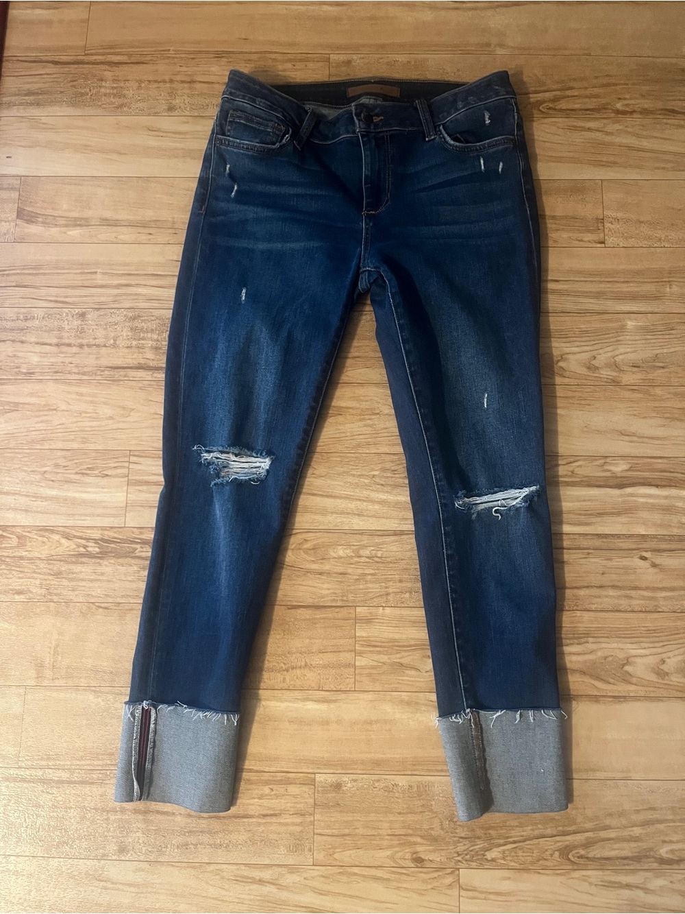 Joe's Jeans Dark Blue Distressed Cropped Ankle Jeans